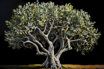 Poster - Olive tree (Olea europaea) (Colored Pencil) - Mediterranean - Longevity, with some specimens dating back thousands of years. They produce olives, which are harvested for their oil & culinary use 