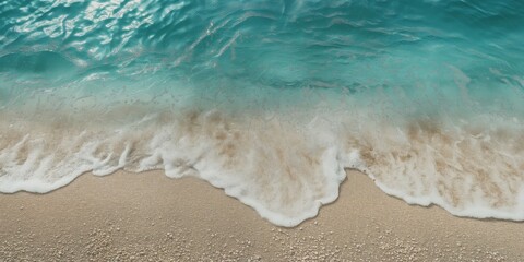 Poster - Gentle ocean waves wash over a sandy shoreline, embodying the calm of a beach retreat