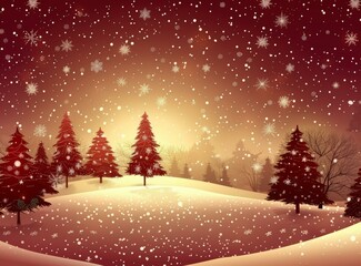 Wall Mural - Winter Wonderland Christmas Illustration