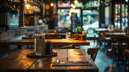 Canvas Print - a restaurant with tables and chairs