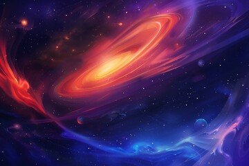 Wall Mural - Swirling galaxy of planets and stars creates an ethereal background 