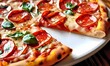 © Toseef - Pizza glistening mozzarella evenly spread across a tomato sauce base pepperoni, Ai Generated