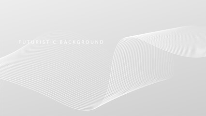 Wall Mural - Futuristic gray white abstract background with shining wave lines pattern for banner, wallpaper, cover. Vector illustration
