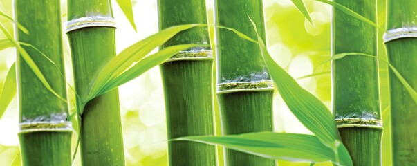 background of rows of shiny fresh green bamboo