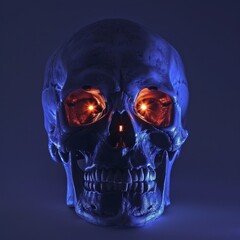 Wall Mural - skull with dark edge and glowing eyes two different coloured light sources