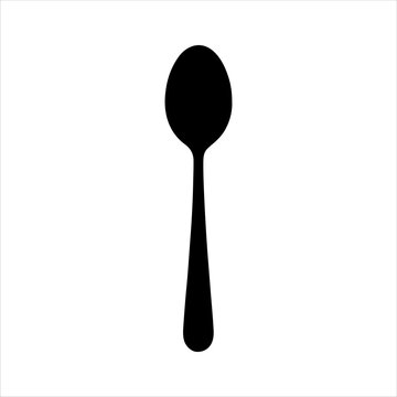 Black spoon silhouette isolated on white background. Spoon icon vector illustration design. 