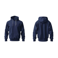 Wall Mural - Men's Navy Blue Hoodie Mockup Template Front And Back Isolated Transparent, Generative AI