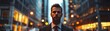 © Chanagun - Confident businessman in suit in urban city lights at night