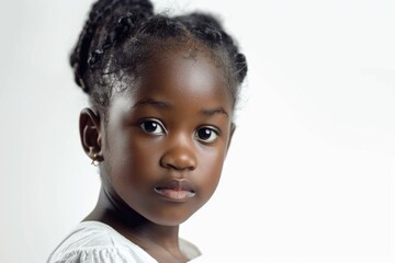 Wall Mural - Portrait of a cute young African Asian girl isolated on white background