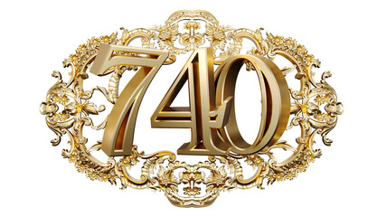 Wall Mural - golden number seven hundred forty in the center of decorative golden vintage frames, number 740