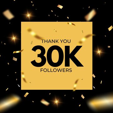 30K Followers thank you follower celebration with gold confetti BANNER