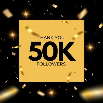 50K Followers thank you follower celebration with gold confetti BANNER