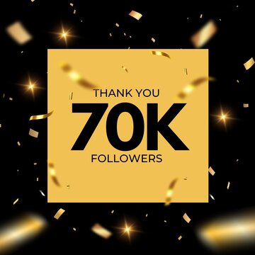 70K  Followers thank you follower celebration with gold confetti BANNER