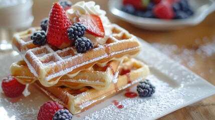 Wall Mural - Recipe for homemade waffles with crispy edges