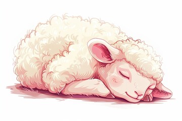 a cute sheep sleeping in poses cartoon style isolated on white background 