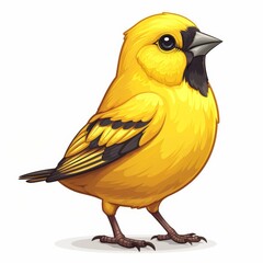 Wall Mural - A detailed canary illustration portrays the bird basking in sunlight, with soft shading and vibrant colors enhancing its beauty.