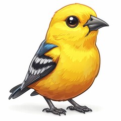 Wall Mural - The canary cartoon depicts a cheerful bird with bright yellow feathers and a melodious song, bringing joy to any illustration or design.