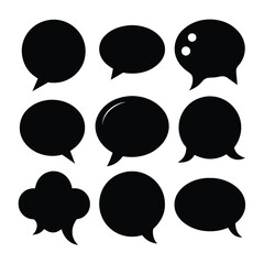 Set of Simple Set of Speech Bubble Thin Line Icons black vector on white background