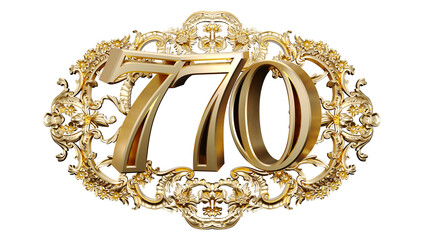 Wall Mural - golden number seven hundred seventy in the center of decorative golden vintage frames, number 770