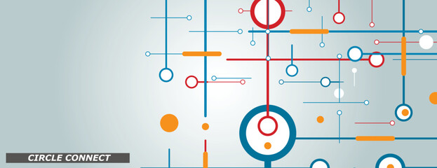 Leinwandbilder - Color graphic background. Circles and dots connections design. Vector illustration
