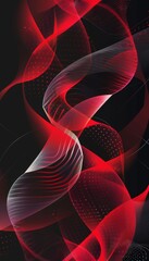 Wall Mural - Abstract red and black geometric technology vector background with waves and lines design