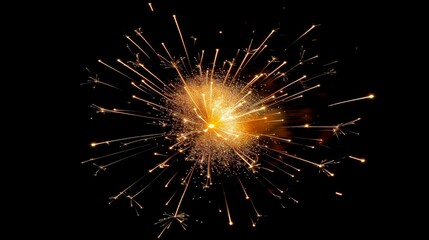 Colorful celebration fireworks isolated on black night sky background. Wonderful fireworks exploding