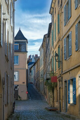 Wall Mural - Cluny in France, colorful houses, small street in Burgundy
