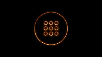 Glowing neon animated of menu Icon. menu dots or line concept
