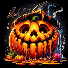 Wall Mural - Halloween jack o lanterns on various creepy background