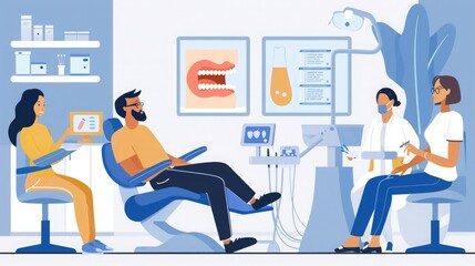Wall Mural - Patients consulting the dentist at dental clinic