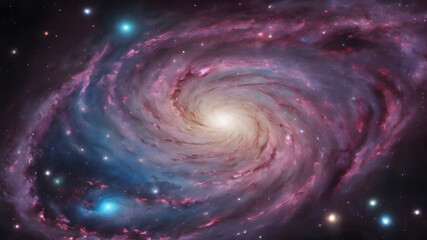 Wall Mural - view from space to a spiral galaxy and stars. universe filled with stars, nebula and galaxy.