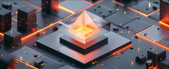 Wall Mural - an illustration of a processor chip with future technology