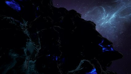 Wall Mural - large asteroid meteor rock spinning in deep space 3d rendering of deep space with asteroids concept,