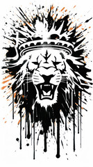 Canvas Print - Sketch, banner, tattoo or digital paper with a picture of a lion.