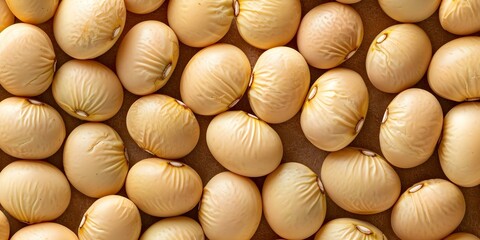 Macro shot of dried soybeans on a soybean backdrop. Concept Macro Photography, Food Styling, Soybeans, Texture, Close-up Shot