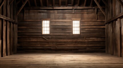 Canvas Print - Barn with wooden walls and floor.