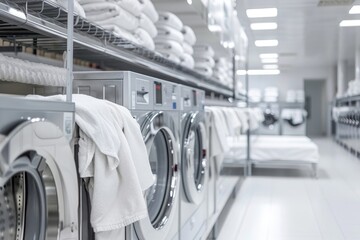 Professional laundry service. clean white linens for institutions and industries