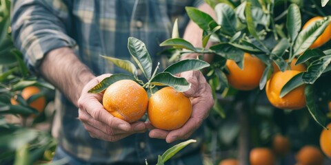 Poster - farming harvesting oranges