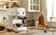 © imagineRbc - A white coffee maker placed on a modern kitchen counter