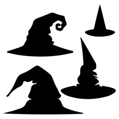 Wall Mural - set of silhouettes of halloween hats