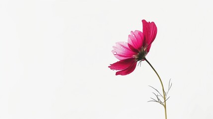 Sticker - a Cosmos flower that is standing in a glass vase, with some greenery growing from