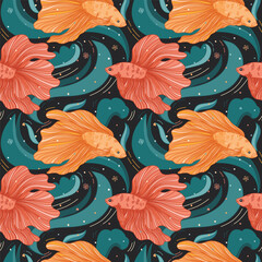 Wall Mural - vector seamless pattern of fish