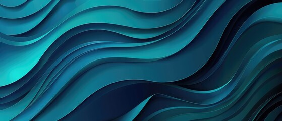 Wall Mural - modern waves background design with teal blue very dark blue and slate gray color design concept header web cover poster banner presentation template