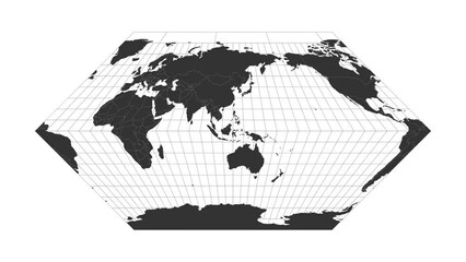 Wall Mural - World map. Eckert I projection. Animated projection. Loopable video.