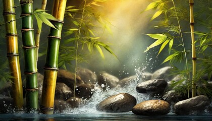 Sticker - bamboo in water