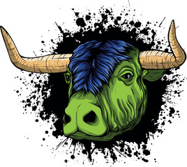 Wall Mural - vector illustration of head bull colored design