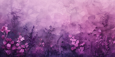 Wall Mural - Abstract purple art background with flowers. Botanical banne  