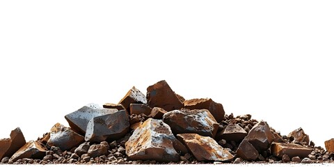 Wall Mural - Iron Ore on White Background: Technology Concept with Selective Focus and Centered Copy Space. Concept Iron Ore, Technology Concept, Selective Focus, White Background, Copy Space