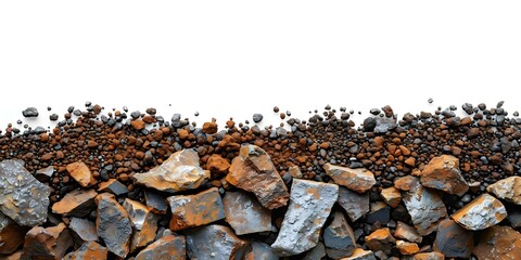 Iron Ore on White Background for Technology Concept with Selective Focus and Centered Copy Space. Concept Technology, Iron Ore, White Background, Selective Focus, Copy Space