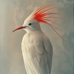 Wall Mural - adult female Redtailed Tropicbird Phaethon rubricauda with white plumage and long red tail feathers found in Hawaii North America